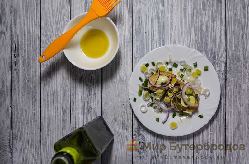 Оливковое масло на бутерброд - Горячие бутерброды с зелёным луком и моцареллой